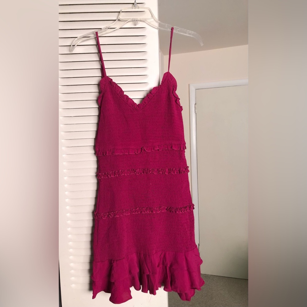 Olivacious Boutique Pink Tiered Ruffle Dress Sundress Small Feminine